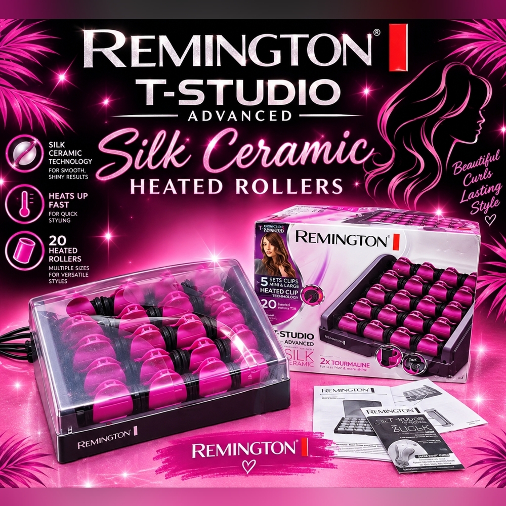 Remington T-Studio Silk Ceramic Heated Rollers - Pink Purple Hair Rollers Tools
